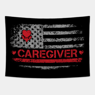 Caregiver American Flag Tapestry