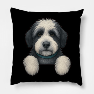 Cute Bernedoodle Peeking — Doodle Puppy for Dog Lovers Pillow