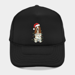 Basset Hound Santa Hat Christmas Lights Hat
