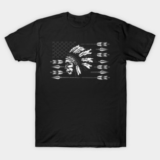 Indigenous People Chief Native American Traditional US Flag T-Shirt