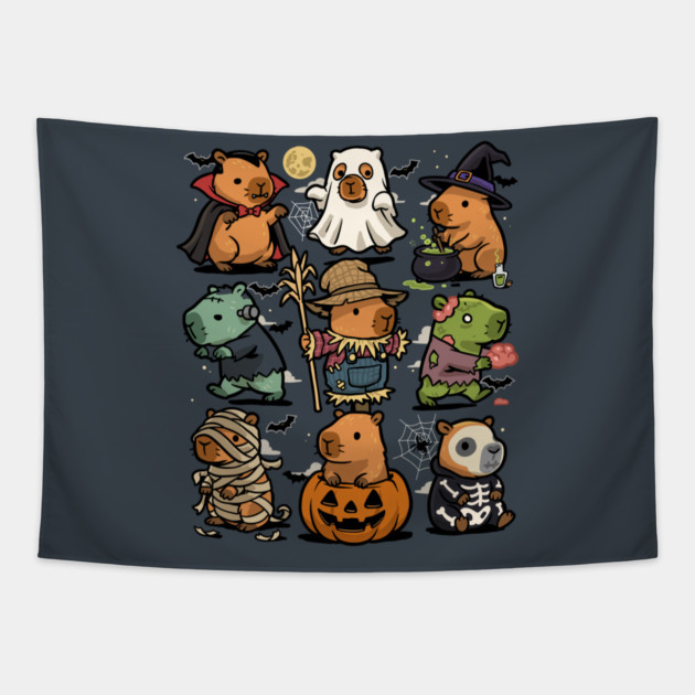 Spooky Capybaras Tapestry by GoshWow®