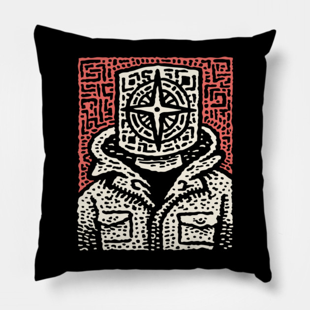 Inner North | Minimalist Compass Art Pillow by TuncGK