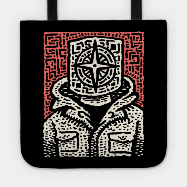 Inner North | Minimalist Compass Art Tote by TuncGK