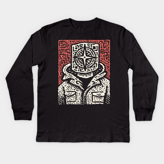 Inner North | Minimalist Compass Art Kids Long Sleeve T-Shirt by TuncGK