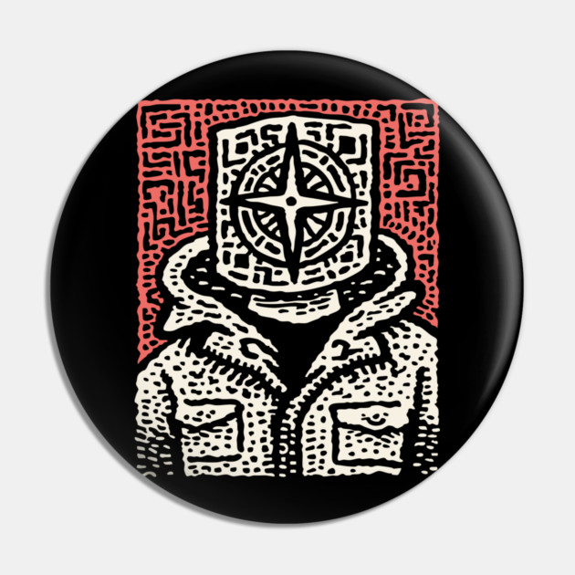 Inner North | Minimalist Compass Art Pin by TuncGK