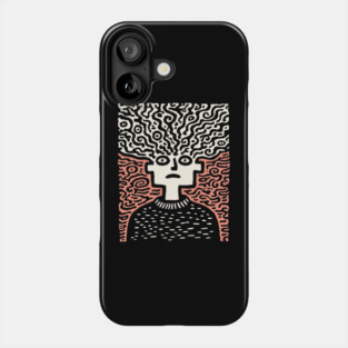 Tangled Thoughts | Surreal Linocut Portrait Phone Case