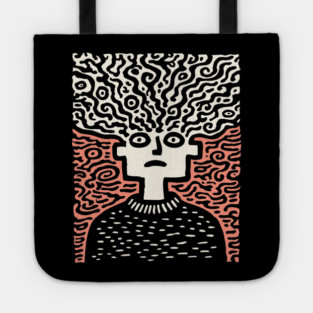 Tangled Thoughts | Surreal Linocut Portrait Tote