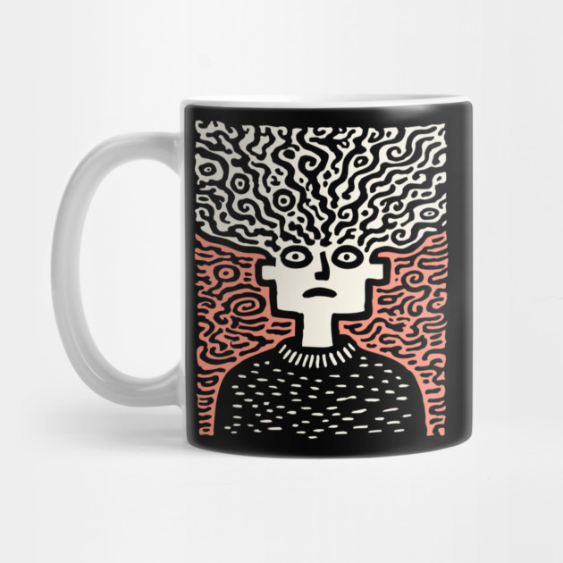 Tangled Thoughts | Surreal Linocut Portrait by TuncGK