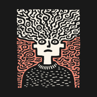 Tangled Thoughts | Surreal Linocut Portrait T-Shirt