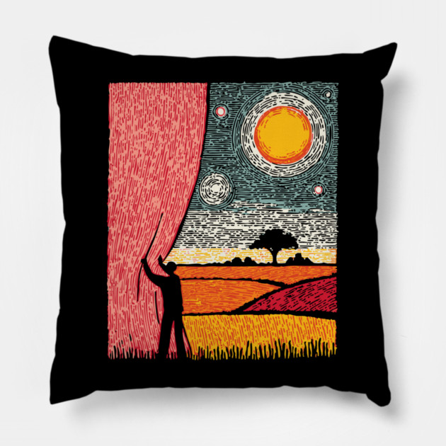 New Horizons | Hopeful Landscape Art Pillow by TuncGK