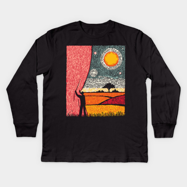 New Horizons | Hopeful Landscape Art Kids Long Sleeve T-Shirt by TuncGK