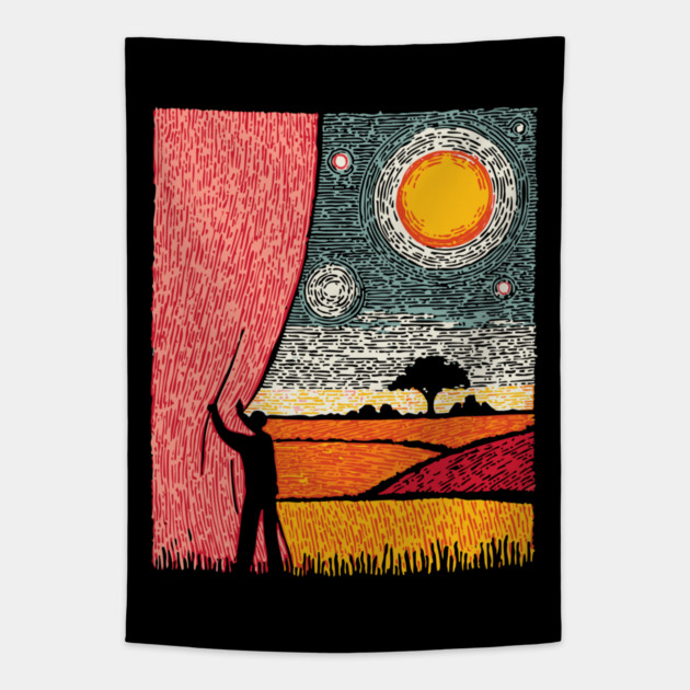 New Horizons | Hopeful Landscape Art Tapestry by TuncGK