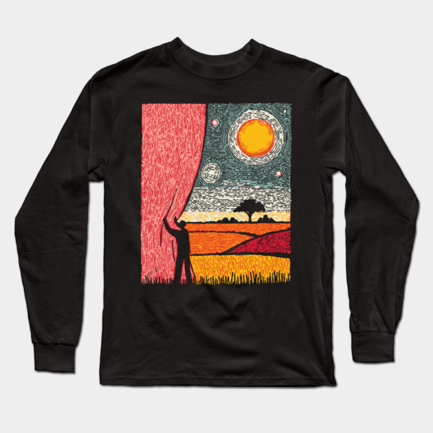 New Horizons | Hopeful Landscape Art Long Sleeve T-Shirt by TuncGK