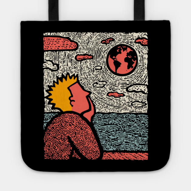 Earth Gazer | Cosmic Pop Art Tote by TuncGK