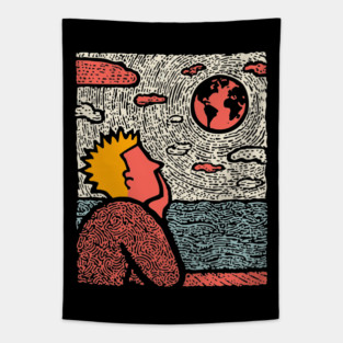 Earth Gazer | Cosmic Pop Art Tapestry