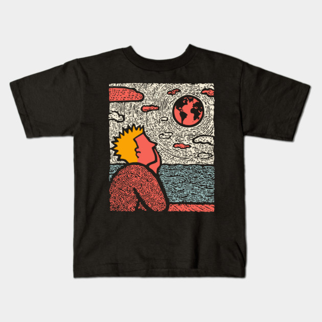 Earth Gazer | Cosmic Pop Art Kids T-Shirt by TuncGK