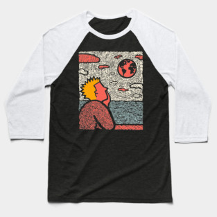 Earth Gazer | Cosmic Pop Art Baseball T-Shirt