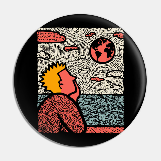 Earth Gazer | Cosmic Pop Art Pin by TuncGK
