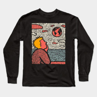 Earth Gazer | Cosmic Pop Art Long Sleeve T-Shirt