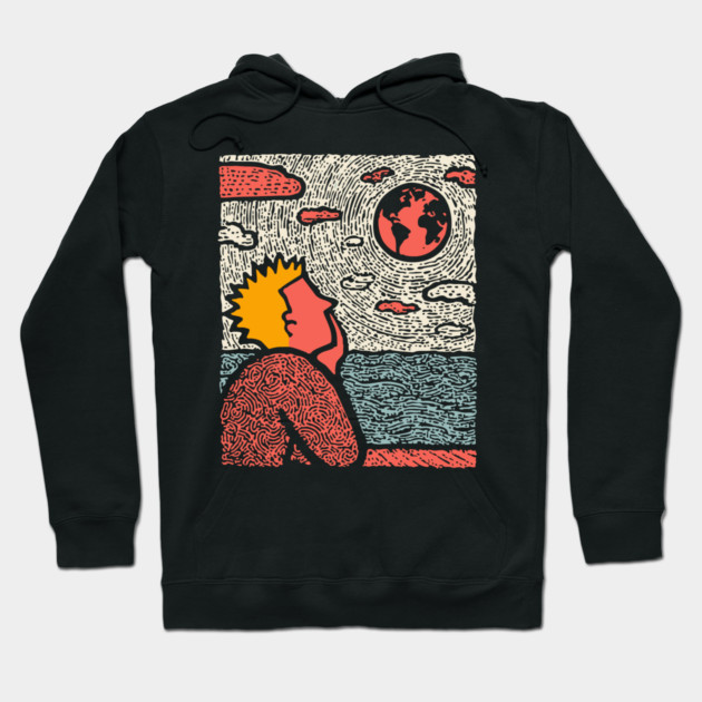 Earth Gazer | Cosmic Pop Art Hoodie by TuncGK