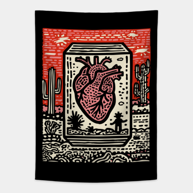 Resilient Heart | Botanical Anatomy Art Tapestry by TuncGK