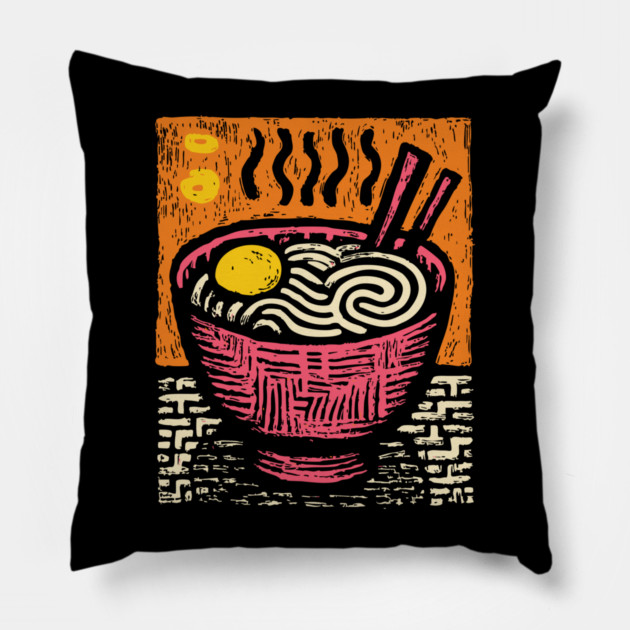Bowl of Comfort | Pop Art Ramen Print Pillow by TuncGK
