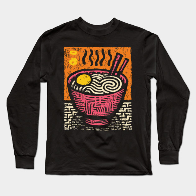 Bowl of Comfort | Pop Art Ramen Print Long Sleeve T-Shirt by TuncGK