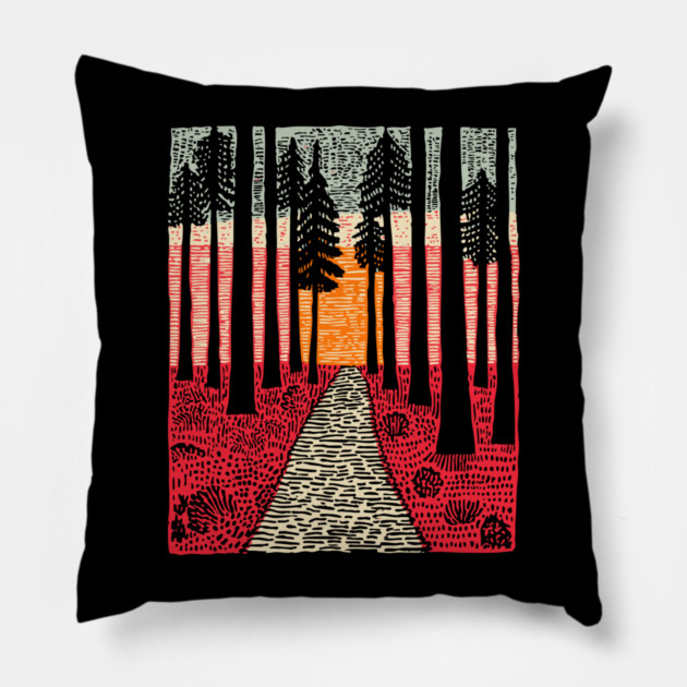 The Path Ahead | Vibrant Nature Print Pillow by TuncGK