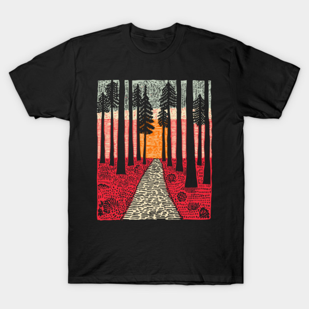 The Path Ahead | Vibrant Nature Print T-Shirt by TuncGK