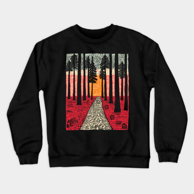 The Path Ahead | Vibrant Nature Print Crewneck Sweatshirt by TuncGK