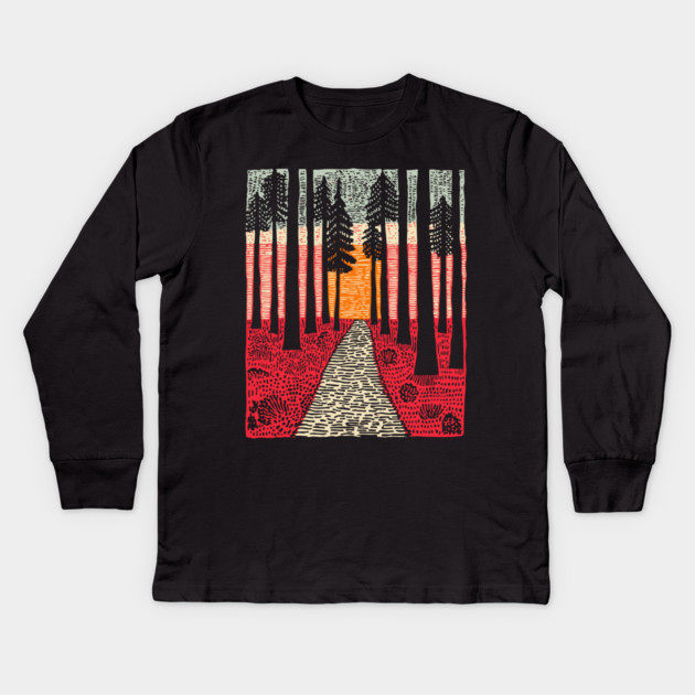 The Path Ahead | Vibrant Nature Print Kids Long Sleeve T-Shirt by TuncGK