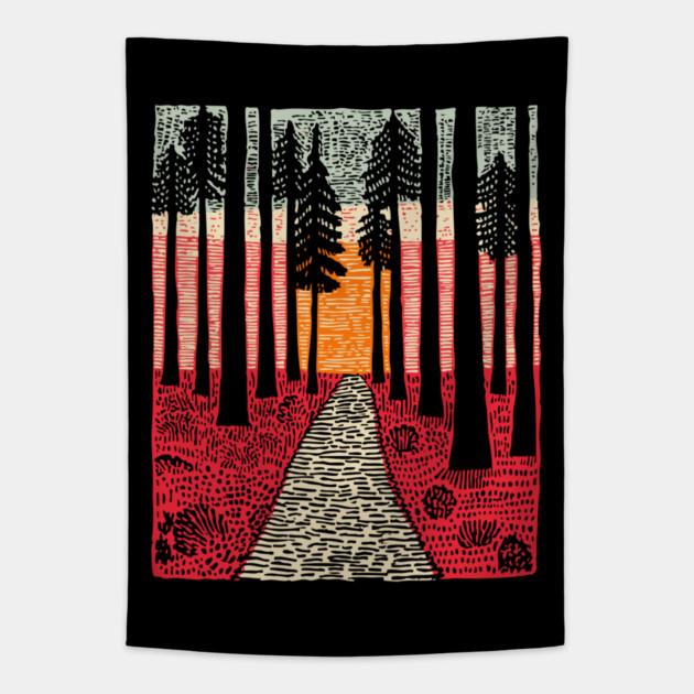 The Path Ahead | Vibrant Nature Print Tapestry by TuncGK