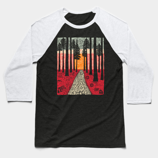 The Path Ahead | Vibrant Nature Print Baseball T-Shirt by TuncGK
