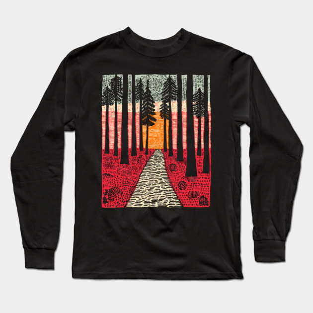 The Path Ahead | Vibrant Nature Print Long Sleeve T-Shirt by TuncGK