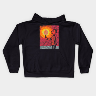 The Fire Bearer | Mythic Linocut Art Kids Hoodie