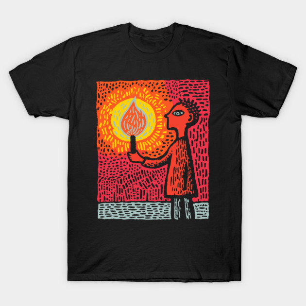 The Fire Bearer | Mythic Linocut Art T-Shirt by TuncGK