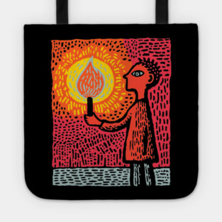 The Fire Bearer | Mythic Linocut Art Tote