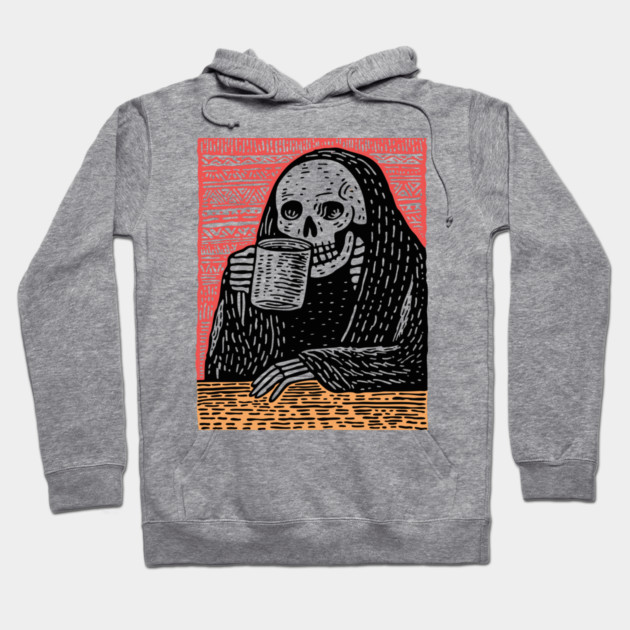 Reaper's Coffee Break | Funny Skeleton Art Hoodie by TuncGK