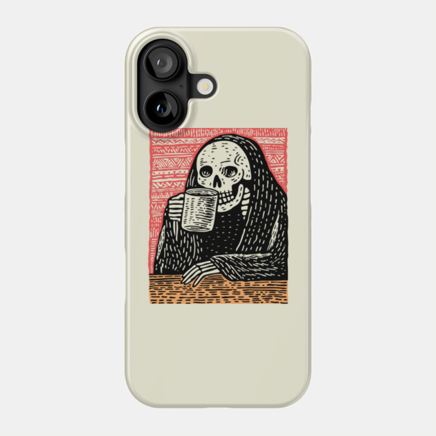Reaper's Coffee Break | Funny Skeleton Art Phone Case by TuncGK