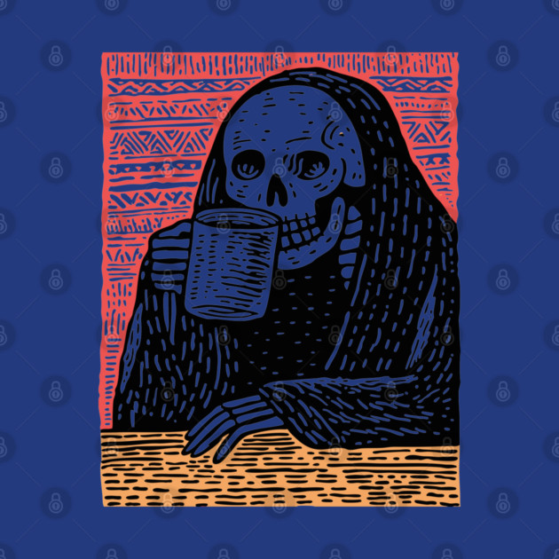 Reaper's Coffee Break | Funny Skeleton Art by TuncGK