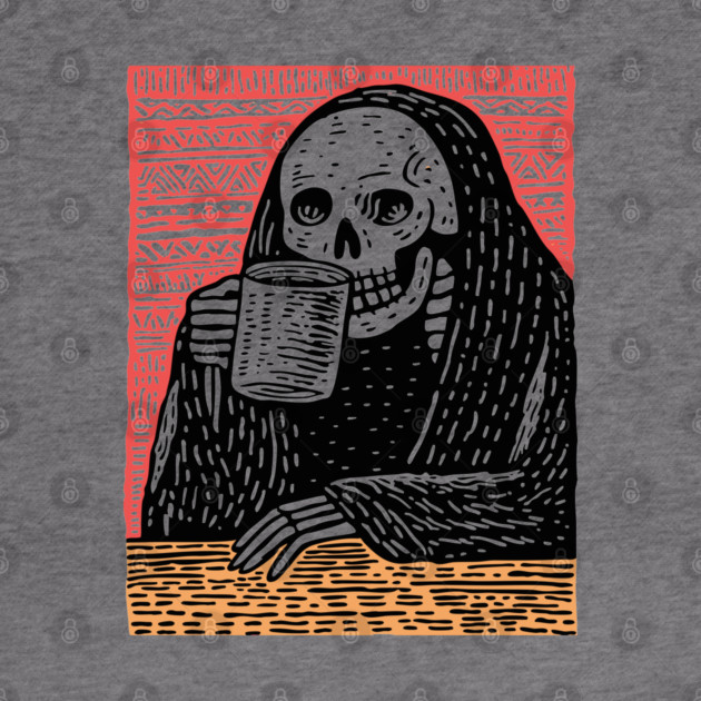 Reaper's Coffee Break | Funny Skeleton Art by TuncGK