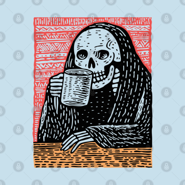 Reaper's Coffee Break | Funny Skeleton Art by TuncGK