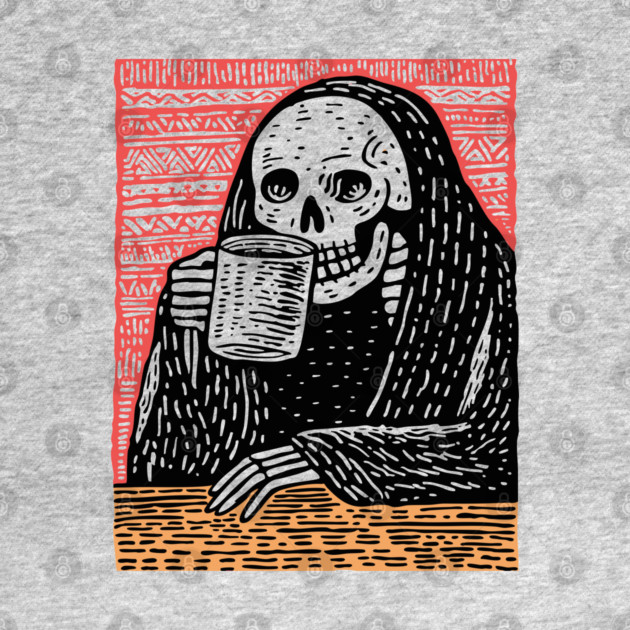 Reaper's Coffee Break | Funny Skeleton Art by TuncGK