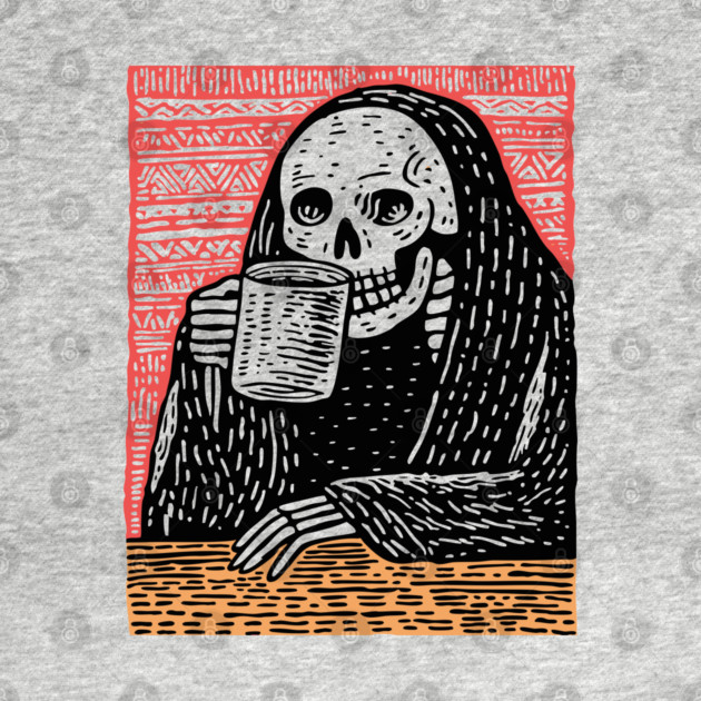 Reaper's Coffee Break | Funny Skeleton Art by TuncGK