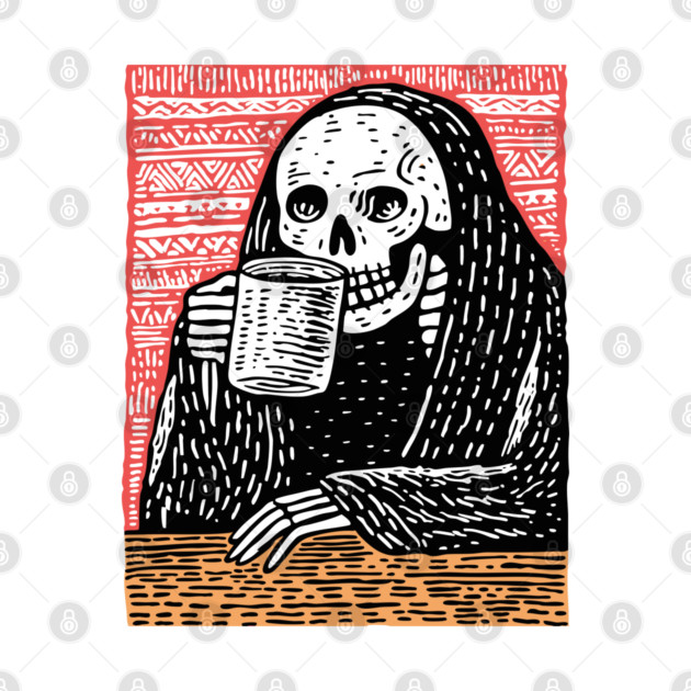 Reaper's Coffee Break | Funny Skeleton Art by TuncGK