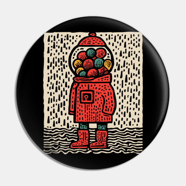 Gumball Thoughts | Nostalgic Pop Art Pin by TuncGK