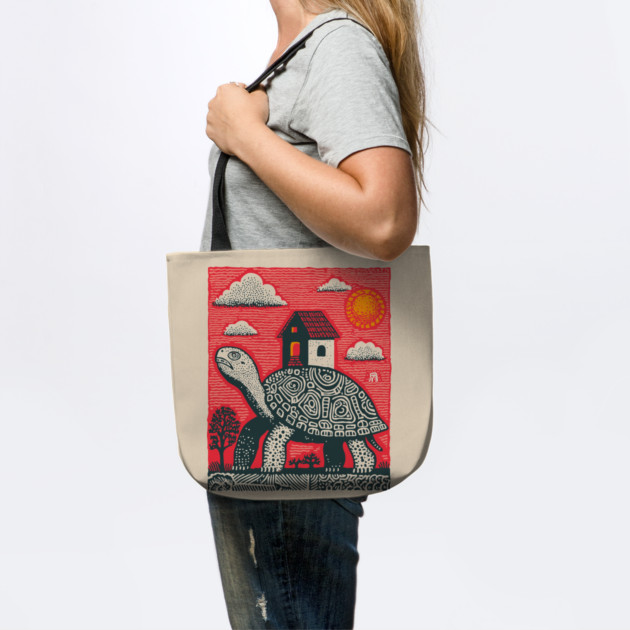 Slow Journey Home | Surreal Tortoise Print by TuncGK