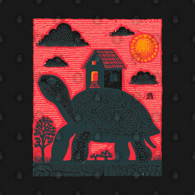 Slow Journey Home | Surreal Tortoise Print by TuncGK