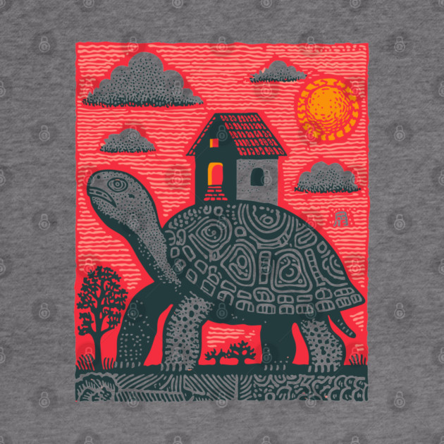 Slow Journey Home | Surreal Tortoise Print by TuncGK