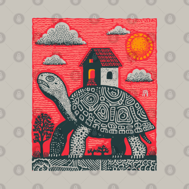 Slow Journey Home | Surreal Tortoise Print by TuncGK